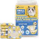 Pet Soft Disposable Cat Diapers - Diaper for Female & Male Cats, Puppy Doggie Diapers for Female Dogs with Adjustable Foam Tail Hole, Small (24Pcs, Yellow)