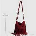 OYOANGLE Women's Fringe Hobo Bags Adjustable Strap Tassel Crossbody Bags Hippie Western Purse Cowgirl Shoulder Bag