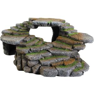 PENN-PLAX (REP183) Reptology Shale Scape Step Ledge & Cave Hideout  Decorative Resin for Aquariums & Terrariums  Great for Reptiles, Amphibians, and Fish  Large