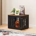 26" Heavy Duty Dog Crate Furniture for Small,Medium and Large Dogs,Rustic Wooden Dog Cage Kennel Indoor Furniture with Waterproof Top,Decorative Pet House Side End Table (Black & Wood)