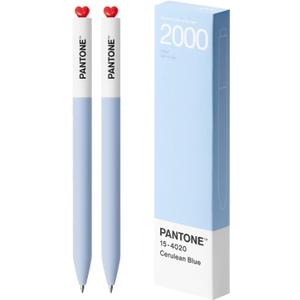 Kaco FIRST Gel Pens 2 Pieces with Black Ink, 0.5 mm Fine Point, Smooth Writing Experience, Aesthetic Cute Stationery for Journaling, Note Taking Pens (2000 Cerulean)