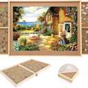 Small Puzzle Board with Large Drawers & Cover Mat Portable 19.3" x 24.8" Jigsaw Table for Organized Puzzling Ideal for Small Puzzles(300-500Pcs)