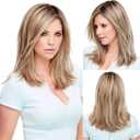 BLONDE UNICORN Blonde Shoulder Length Straight Wig for Women,Synthetic Hair for Natural Daily Use 18IN (Blonde Mixed)