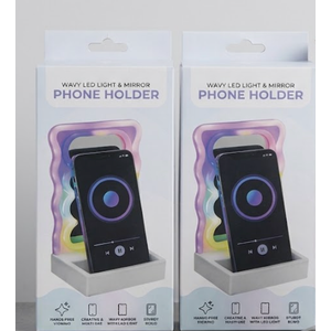 2 x Wavy LED Light & Mirror Phone Holder