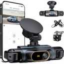 2K Dash Cam 360° View 4 Channel Front and Rear Dash Camera for Cars, 3x1080P, Left Right Dash Camera for Cars, 8 IR Lamps Night Vision, WiFi & APP Control, G-Sensor, 24H Parking Mode