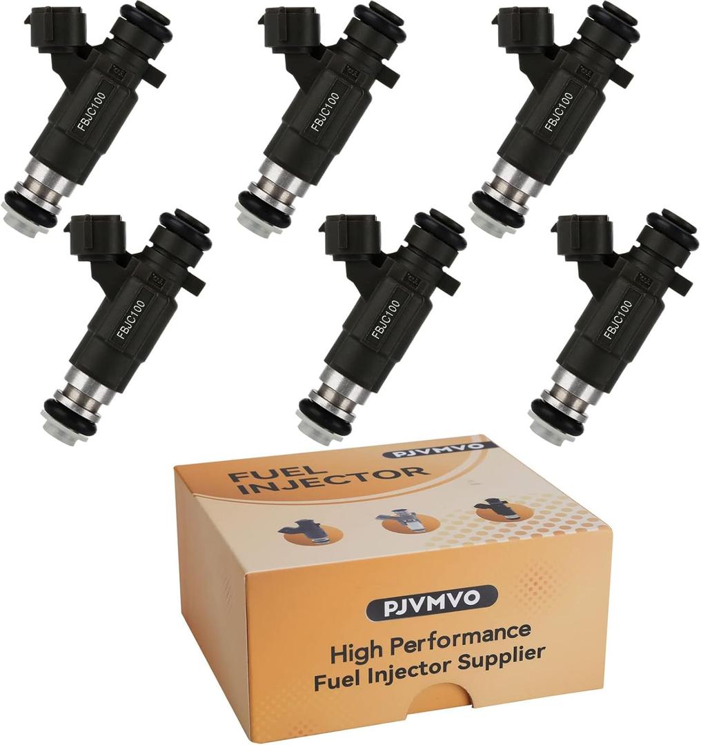 FBJC100 Fuel Injectors, Compatible with/Infiniti G35 QX4 I30 FX35 3.5L V6 2001-2004,Compatible with/Nissan 350Z Pathfinder Maxima 3.5L/3.0L V6 2001-2004, |4 Holes| |Set of 6|,Replace#166005L700,FJ653