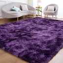 Fluffy Rug for Bedroom Living Room, 5x7 Purple Area Rugs, Faux Fur Shag Modern Carpet Ultra Soft Girls Boys Room Home Decor, Tie-Dyed