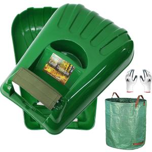 Gardzen Large Leaf Scoop Hand Rakes, Debris and Yard Waste Removal, Comes with 72 Gallon Garden Bag, Work Gloves, Protective Pads(Green)