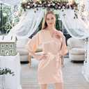 Women's Bride Robe Bridesmaid Robes Short Satin Kimono Robes for Wedding Party Bridal Robes Getting Ready (Beige)