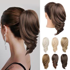 Ponytail Extension - 12" Claw Clip in Ponytail Hair Extensions Natural Soft Synthetic Natural Wave Pony Tail Hair Pieces for Women (Chestnut Brown)