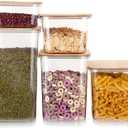 Large Capacity Plastic Food Storage Containers with Bamboo Lid - Moisture-proof Sealing Box Jars with Wooden Lids for Kitchen Storage (152 OZ- XL)