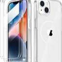 COOLQO Magnetic for iPhone 13 Mini Case [Compatible with MagSafe], with Tempered Glass Screen Protector, Military Grade Protection, Shockproof Protective Phone Case Cover for iPhone 13 mini, Clear (13 mini-5.4 inch)