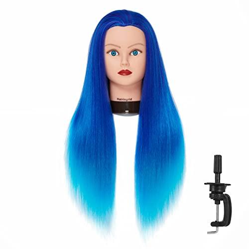 Hairingrid 26"-28" Mannequin Head Hair Styling Training Head Manikin Cosmetology Doll Head Synthetic Fiber Hair and Free Clamp Holder (R71919WD0320)