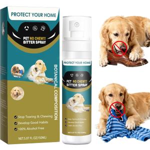 QHZ No Chew Spray for Dogs Bitter Apple Spray to Stop Chewing, Training Deterrent for Puppies & Adult Dogs, Protects Furniture, Shoes, Cords