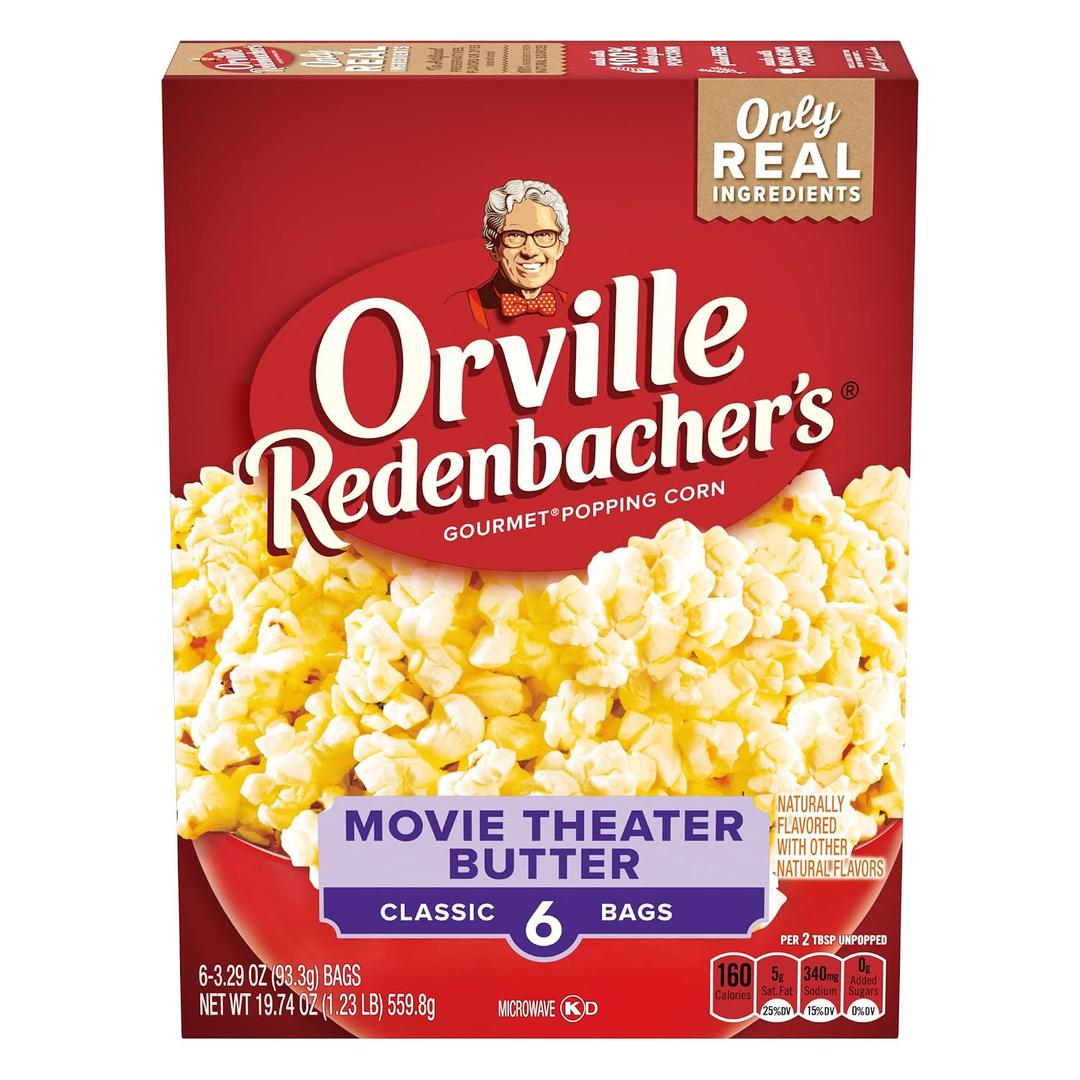 Orville Redenbachers Microwave Popcorn, Movie Theater Butter Flavor, 3g Fiber Per Serving, 19.74 Ounce (EXP 02/20/26)