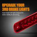 Third 3rd Brake LED for 1999-2004 Jeep Grand Cherokee, High Mount Rear Brake Lights Assembly for 99-04 Grand Cherokee, Waterproof Center Cab Lamp Stop Light (Red)