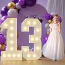 Marquee Numbers 13th-Birthday Large Decorations: 4ft Light Up NumbersBirthday Sign for Boy Girl Thirteen Year Old Anniversary Mosaic Party Decor Backdrop Big Foam Board Number 13