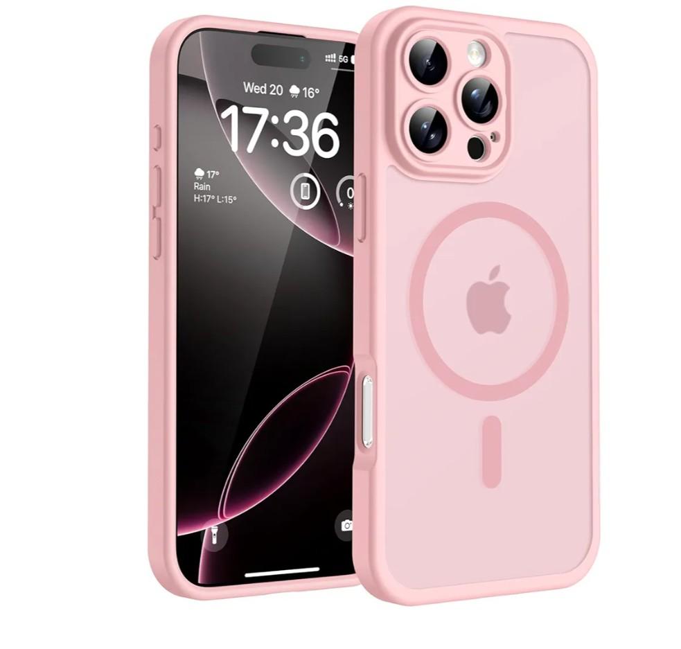 TOCOL for iPhone 16 Pro Max Phone Case Compatible with Magsafe Full Camera Protection Drop Protection Magnetic Translucent Matte Back Bumper Phone Case for 16 Pro Max 6.9Inch （Light Pink）