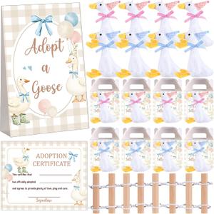 Blueweenly 20 Set Adopt A Puppy Favors 20 Small Stuffed Dogs Bulk with Kraft Paper Boxes Adoption Cards 1 White Fence and 1 Paper Sign for Adopt A Pet Party(Goose)
