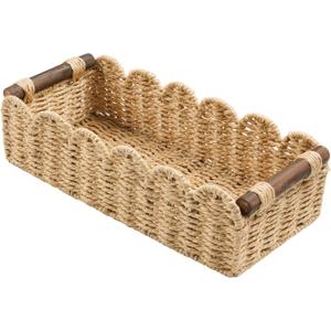 Toilet Paper Storage Basket Bathroom Counter Organizer Wicker Baskets for Organizing Cute Basket for Bedroom Nursery Room Kitchen Bathroom Decor -Seagrass Beige