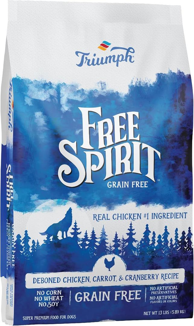 Triumph Free Spirit Deboned Chicken, Carrot, & Cranberry Recipe Dry Dog Food, 13 LB, Best By 01/30/2026