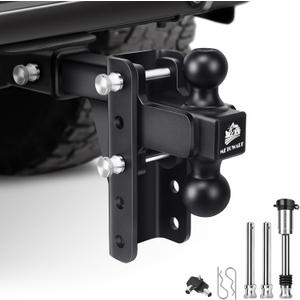 METOWARE Adjustable Trailer Hitch - Heavy Duty Tow Hitch Fits 2'' Receiver (22,000 LBS GTW) - Drop Hitch with 4'' Drop/Rise for Truck, Double Stainless Steel Locks & Hitch Pin