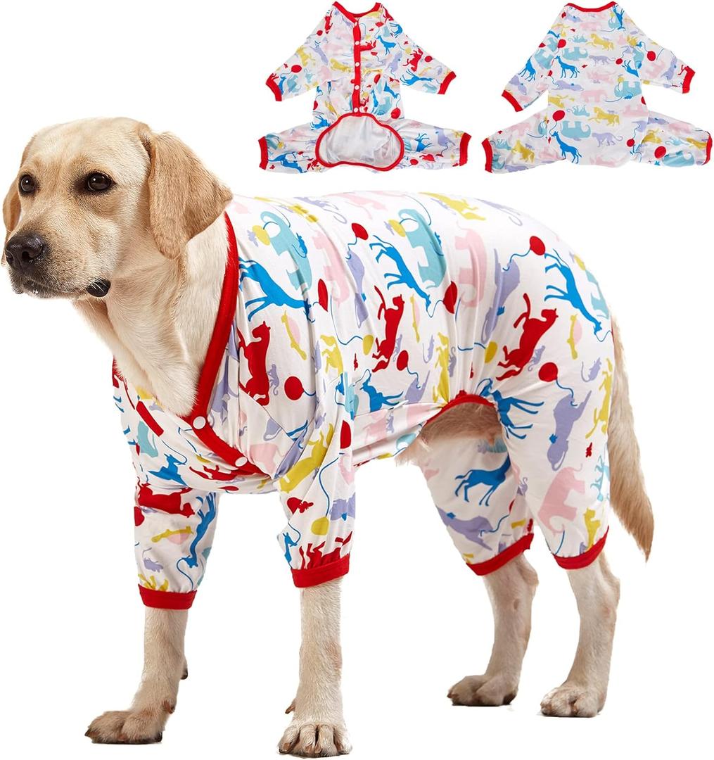 LovinPet Giant Large Dog Pajamas, Big Dog Surgical Recovery Shirt, Lightweight Pullover Dog Pajamas, Stop Shedding for Dogs, Pet PJ's, XL (White)