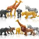 Safari Animals Figures, Plastic Zoo Animals Toys for Toddlers 1-3, Realistic Jungle Animal Figurines for Kids 3-5, 12 pcs Wild Animal with Elephant Giraffe Lion, African Toys Gift for Boys Girls