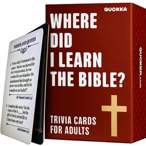 QUOKKA Bible Trivia Game for Adults  500 Bible Questions for Christians  Fun Christian Trivia Card Games for Adults & Family  Religious Gifts for Men and Women - 4 Rich Categories to Learn and Play