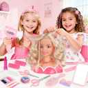 KUBUSFLY 44Pcs Hair Styling Doll Head Toys for Girls, Kids Makeup Hair Salon Pretend Play Styling Kit with Hairdryer, Straightener, Beauty Hair Toy Christmas Birthday Gift for Toddler Girls 3 4 5 6+