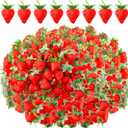 Lyrow 150 Pcs Artificial Strawberries Faux Realistic Strawberry Decor Plastic Simulation Fake Strawberries Lifelike Fruit for Photography Prop Cabinet Party (2.2 Inch)