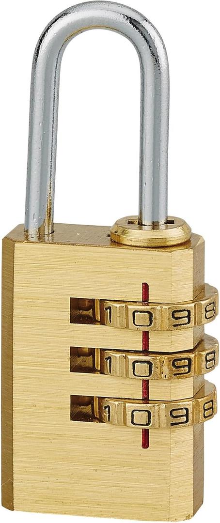 THIRARD Combination Padlock 208  Solid Brass Body, Resettable 3-Digit Code, Nickel-Plated Steel Shackle  Secure Lockers, Toolboxes & Travel Bags  Durable, Compact & Easy to Use (['21 mm'])