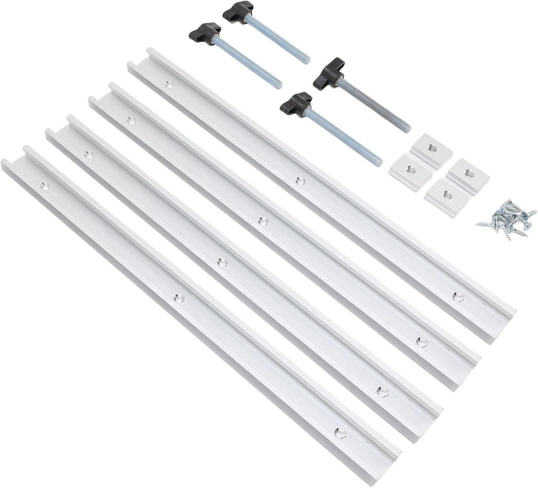 Fabater Table Saw Crosscut Sled Kit, T Track and Slider Kit, Aluminum Alloy Woodworking Sliding Slot Rail T Slot Miter Track Jig, Table Saw Accessories for DIY Woodworking Projects