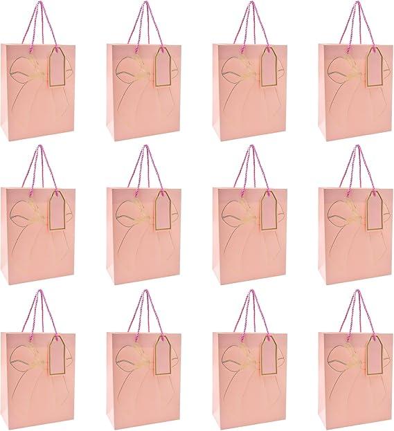 Enorteen 12 Pcs Bow Gift Bag Gift Packaging Tote Bag Bulk Party Favor Bags Gift Wrap Bags Gift Treat Bags for Graduaction Wedding Bridal Birthday Party