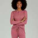 Real Essentials 2 Pack: Women's Soft Long Sleeve Sleep Set - Comfortable Lounge Pull Over Hoodie and Henley Jogger
