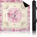 DEVPNR Mahjong Mat for Table with Rules, Noise-Reducing 32.6"x32.6" Mahjong Table Cover, Non-Slip Table Cloth for American Mahjong, Poker, Card, Board & Tile Games, Easy Storage with Travel Bag (Pink)
