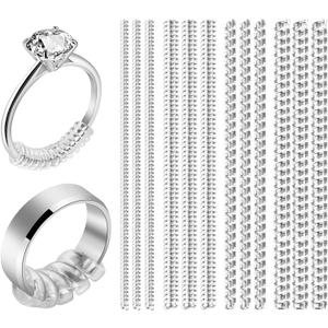 ARCUAT Ring Sizer Adjuster for Loose Rings, 12 Pack 4 Sizes Invisible Clear Silicone Ring Guard for Women Men, Ring Resizer Tightener Spacer Fitter for Too Big Ring, Make Ring Smaller without Resizing