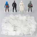 100Packs Star Was Black Series 6 inch Action Figure Stand with Peg, 1/12 Clear Toy Figuras Display Support Stands, Figures Organizer Bases Holder Accessories - Multi-Pegs - Square