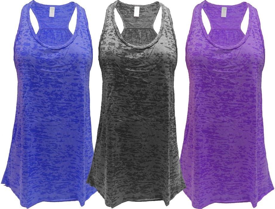 Epic MMA Gear Flowy Racerback Tank Top, Regular and Plus Sizes Pack of 3 (X-Large, Royal/Black/Purple)