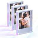 Instax Mini Picture Frames for Polaroid & Fujifilm Instax Mini Camera/ Printer Film, 2x3 Cute Polaroid Photo Frame, Tabletop Small Picture Display Holder for Instant Photo, Iridescent Acrylic, 3 Pack