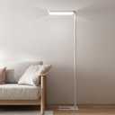 78" LED Floor Lamp 80W White Modern Floor Lamp Dimmable Full-Spectrum Standing Lamp 4000K Eye-Care Tall Reading Lamp Natural Daylight Reading Study, Office, Living Room