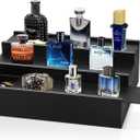 Wooden Cologne Organizer for Men - 3 Tier Cologne Stand Perfume Organizer with Hidden Compartment, Black Elevated Cologne Display Shelf for Organizing and Storing,Watch and Jewelry,Gift for Father