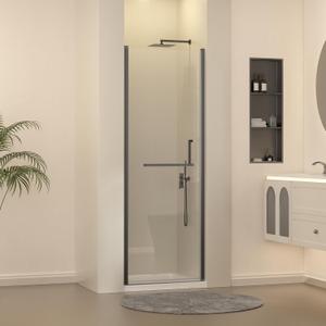 Frameless Pivot Shower Door 27-28" W x 72" H, Pivot Swing Shower Glass Door with 1/4"(6mm) Clear Tempered Glass Shower Door, Easy to Clean Bathroom Shower Door, Matte Black