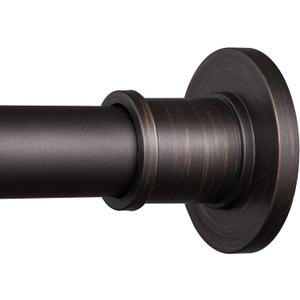 Industrial Shower Curtain Rod - Never Rust Non-Slip 43-72 Inch Stainless Steel, Bronze, Painted-gold Finial
