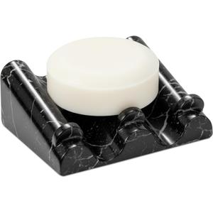 DOXOLOGY Black Marble Soap Dish Bathroom Organizer - Resin Soap Dish with Rectangular Design 3.7" L x 2.8" W - Self Draining Soap Dishes Keeps Countertop Neat - Marble Look Soap Tray for Sink