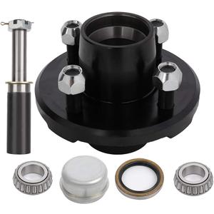 SCITOO Trailer Hub Kit with Black Paint Idler Hub 4 Lug on 4 L44649 x2 Bearings fit for 2,000 lbs Boat Trailer Wheel Hub