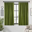 ANRODUO Rod Pocket and Back Tab Pleated Blackout Curtains with Hooks, Rings, Green Curtains 63 Inches Long 2 Panels, Thermal Insulated Room Darkening Living Room Bedroom Curtain, 42x63 Inches