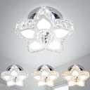 FRIXCHUR Modern Crystal Ceiling Light Fixture Mini Led Chandelier Small Flower Chandelier for Living Room Bedroom Dining Room Kids Room Girls Room,Colors Change (9.1 Inch)