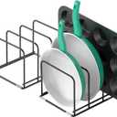 Kitchen Cabinet Organizer, 2PCS Steel Cookware Holder, Divided Holder with 3 Slots for Skillets Baking Tray and Chopping Board Rack - Pan Holder Storage (2.2 Inch Width Slots)