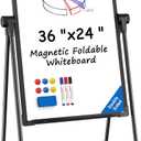 MaxGear Large Easel Whiteboard with Stand, 36" x 24" Double-Sided Dry Erase Board Flip Chart, Height Adjustable,Foldable, Portable for Home Office Classroom Teaching